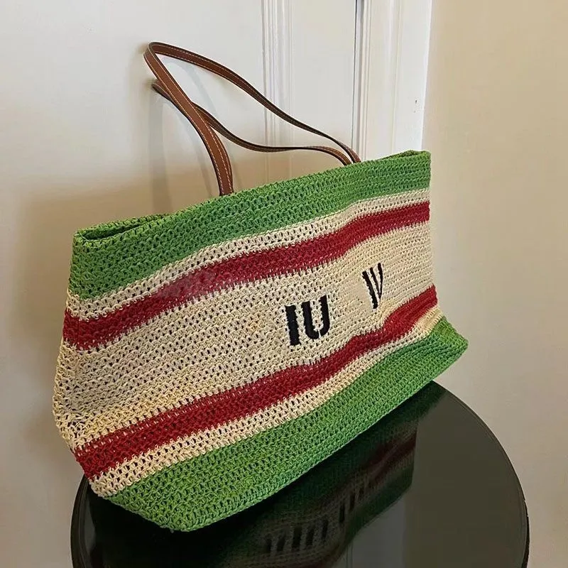 Tote Straw Bag Summer Beach Travel Shopping Handbags Designer Bag Basket Hollow Out Woven Letter Shoulder hot Large Capacity Leather Handle Casual Vacation Purse