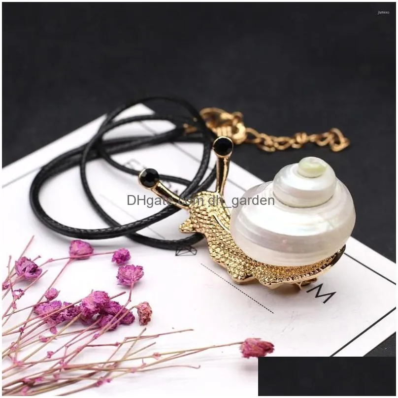 pendant necklaces 1pc natural shell necklace silvery snail 60 5cm long rope chains white animal charms for women jewelry
