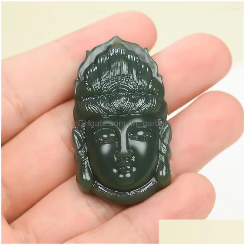 pendant necklaces natural hetian jade guanyin bodhisattva head jewelry lucky safety auspicious amulet pendants fine