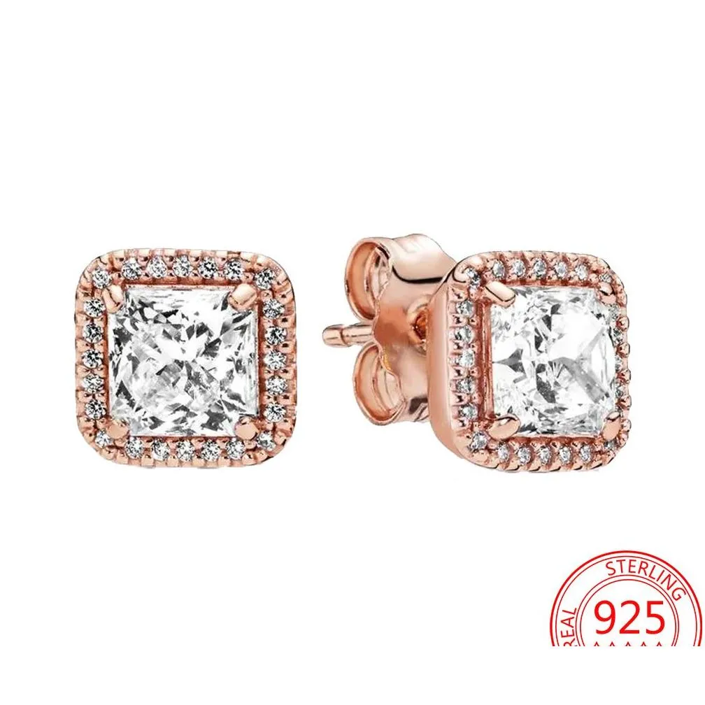  trendy sterling silver studs shiny heart rose gold diamond romantic pandora stud earrings fashion ladies hoop earrings