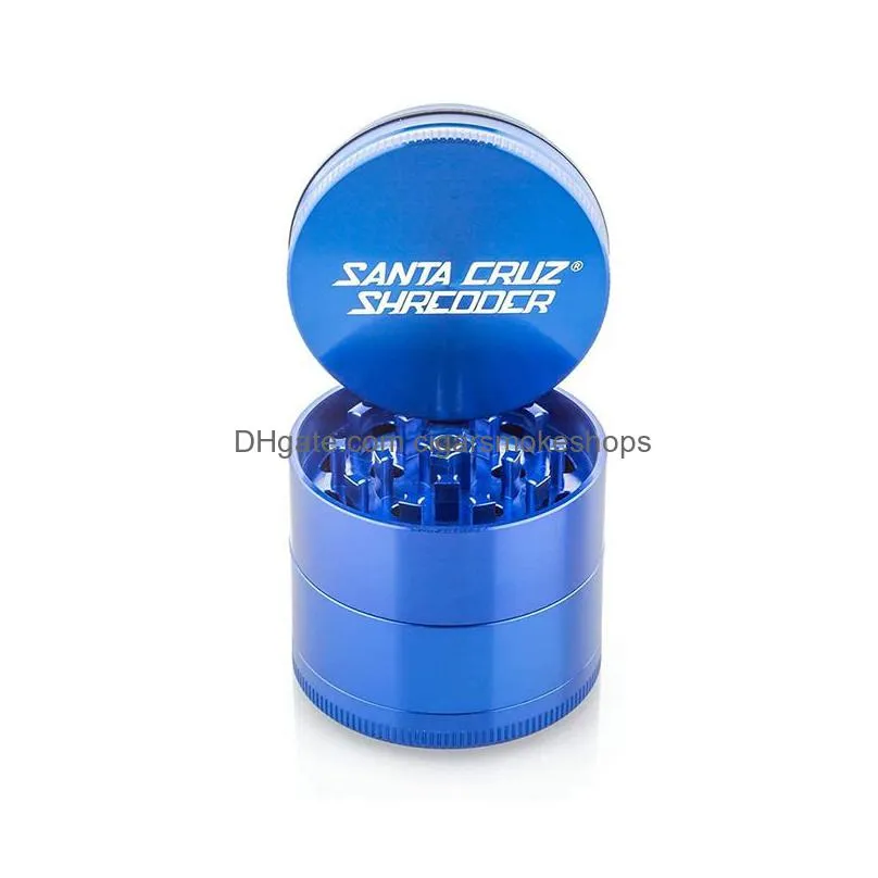 smoking 50mm 4layer santa cruz brand tobacco grinder aluminum cnc herb grinder for water glass bong
