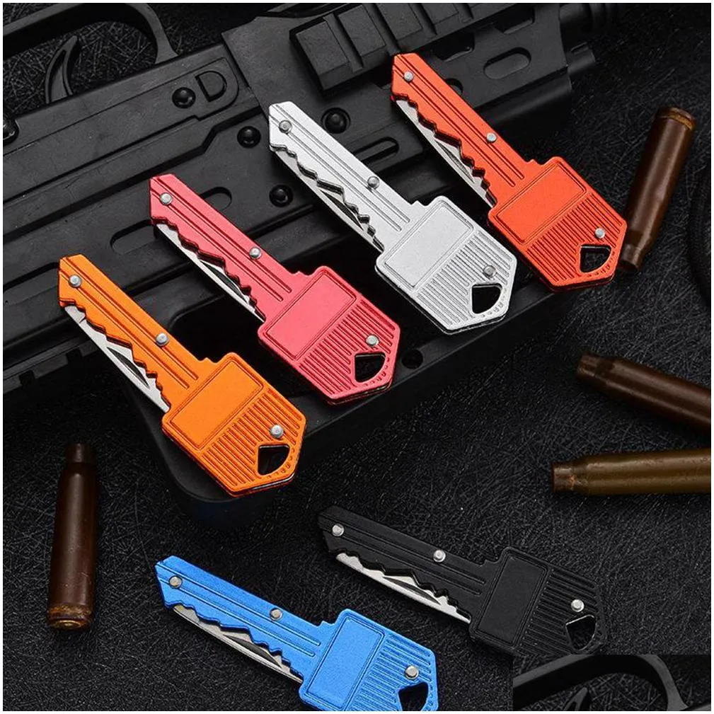 stainless folding knife keychains mini pocket knives outdoor camping hunting tactical combat knifes survival tool 6 colors 12.5cm