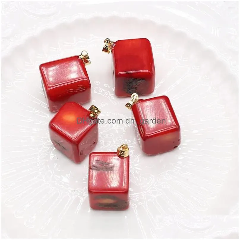 pendant necklaces natural coral sea bamboo square exquisite charm for jewelry making diy necklace bracelet earring accessories women