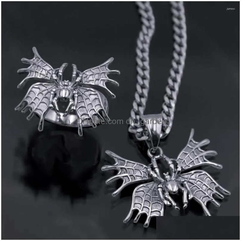 pendant necklaces rock hip hop metal butterfly spider teeth for men women animal necklace fashion punk halloween party jewelry