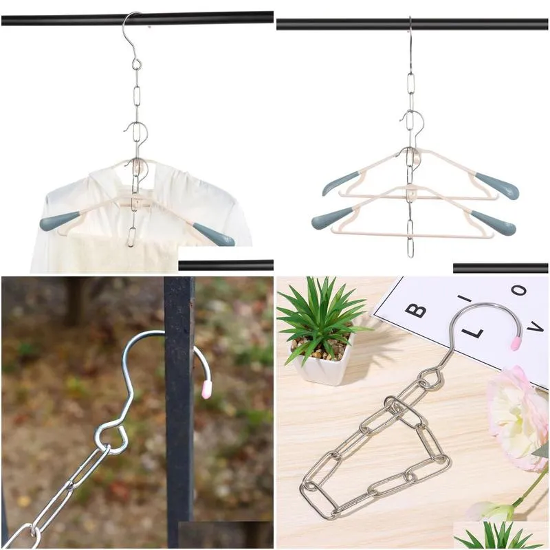 hangers racks clothing rope stainless steel creative clothes hanging chain wardrobe storage hook apparel shop coats display rack