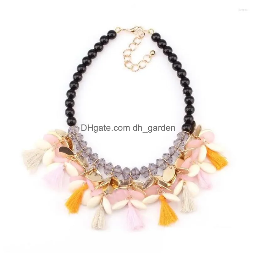 pendant necklaces fashion brand colorful necklace bead chain tassel chunky statement crystal for women wholesale