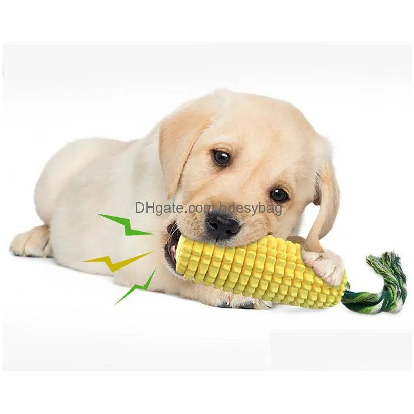 dog corn molar stick pet training bite toothbrush with cotton rope puppy dog molar stick chew toys