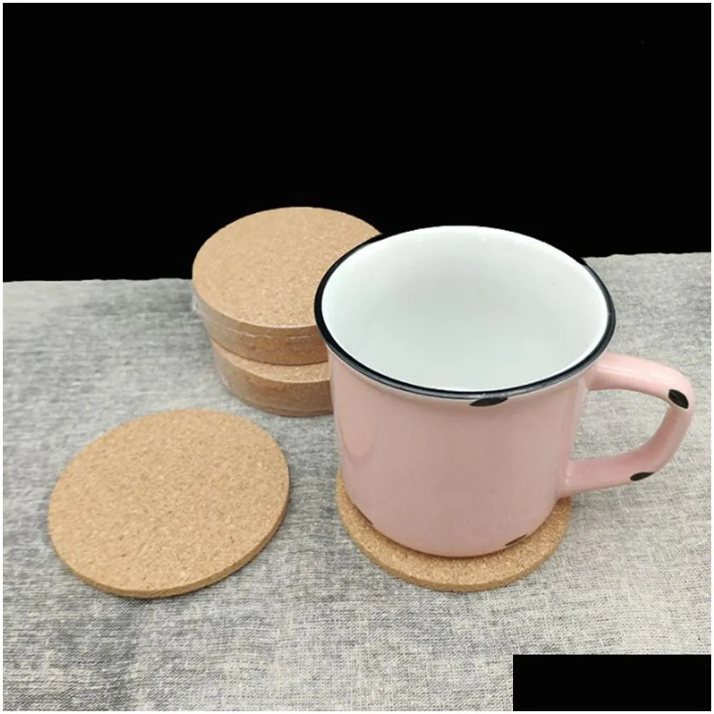 100pcs round wood coasters 95953mm drink cup mats pads cork coasters round cup coasters wood coaster drink cork cup mats thickness 3mm