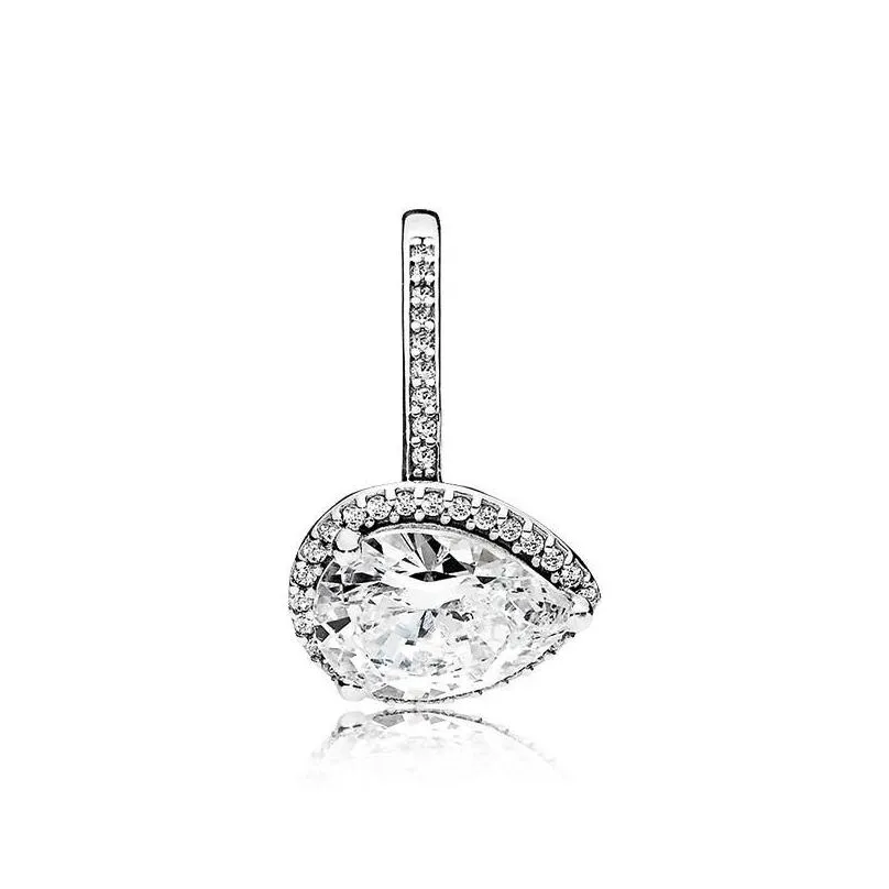  925 sterling silver cz diamond tear drop wedding ring set original box for pandora water drop rings for women girls gift jewelry