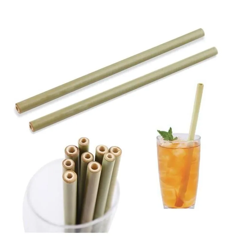 500pcs natural bamboo drinking straws 20cm 7.8 inches beverages straw cleaner brush bar drinkware tools party supplies environmentally friendly drink tool