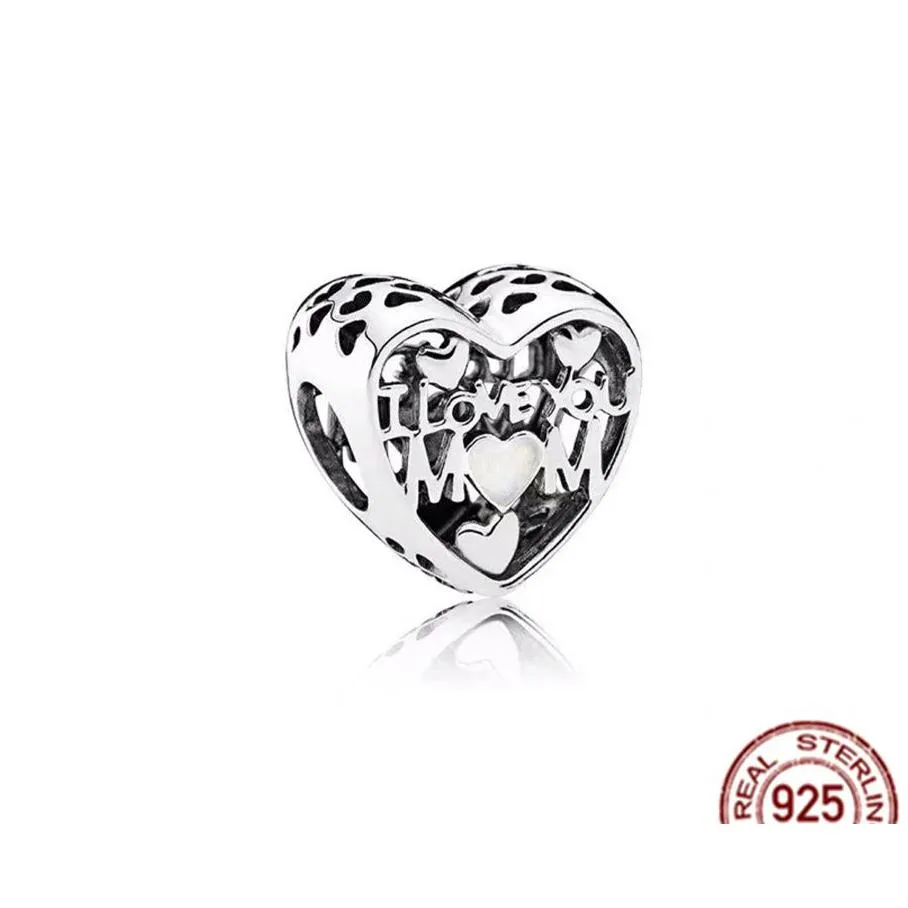 925 sterling silver love you mom double heart split dangle charm beads fit original pandora bracelet diy women jewelry gift