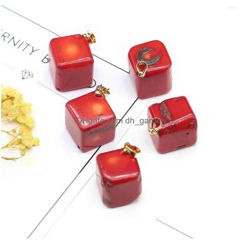 pendant necklaces natural coral sea bamboo square exquisite charm for jewelry making diy necklace bracelet earring accessories women