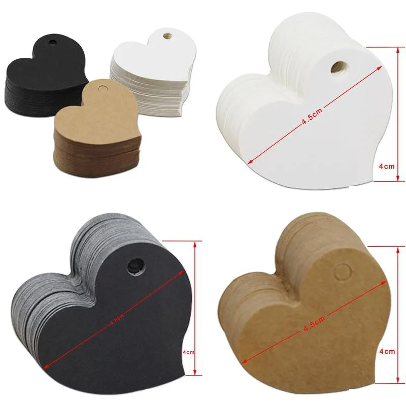 4.5x4cm kraft paper tags heart shape label luggage wedding event note greeting card diy price craft gift message hang tag