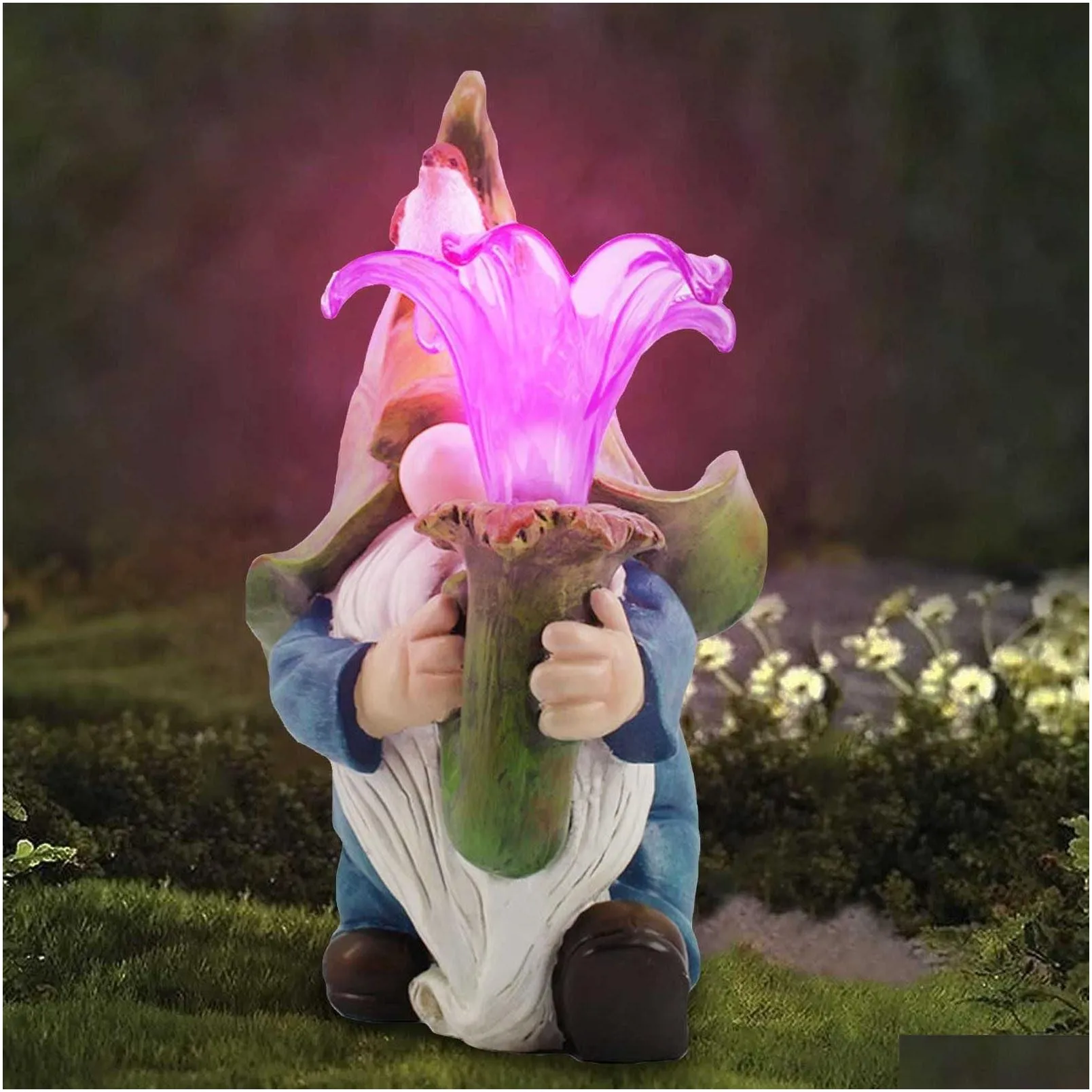 arts crafts funny naughty resin with solar led light garden dwarf statue decoration villa home decoartion