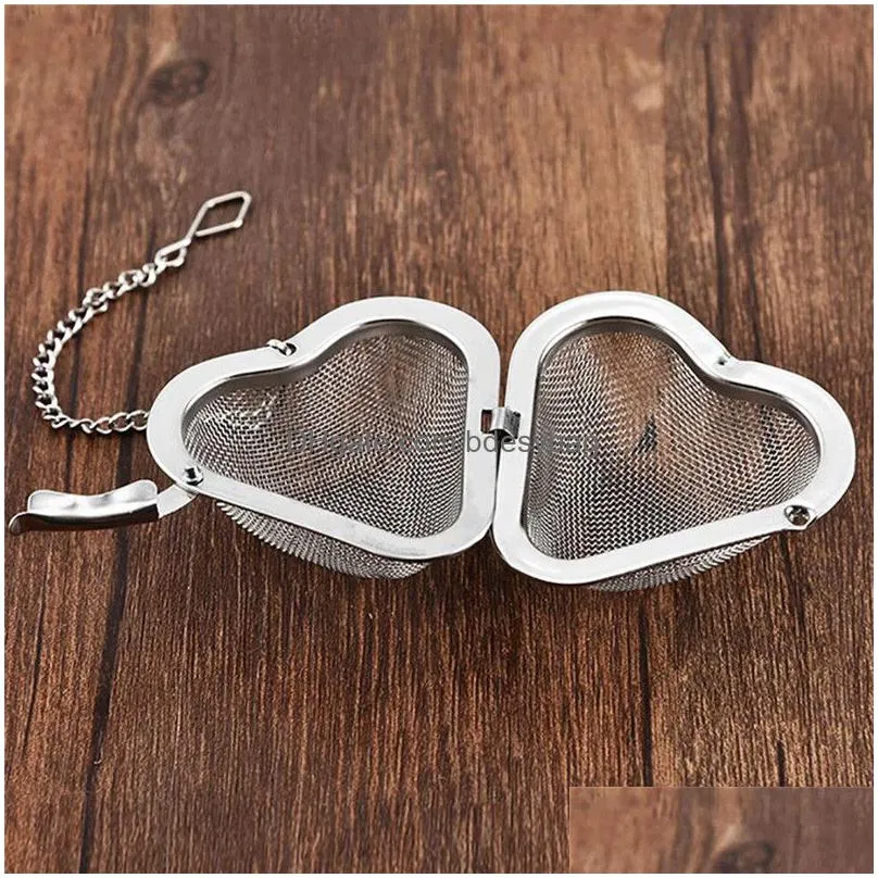 heart shaped mesh tea strainer stainless steel locking spice tea mesh infuser 6cm heart shape tea infuser