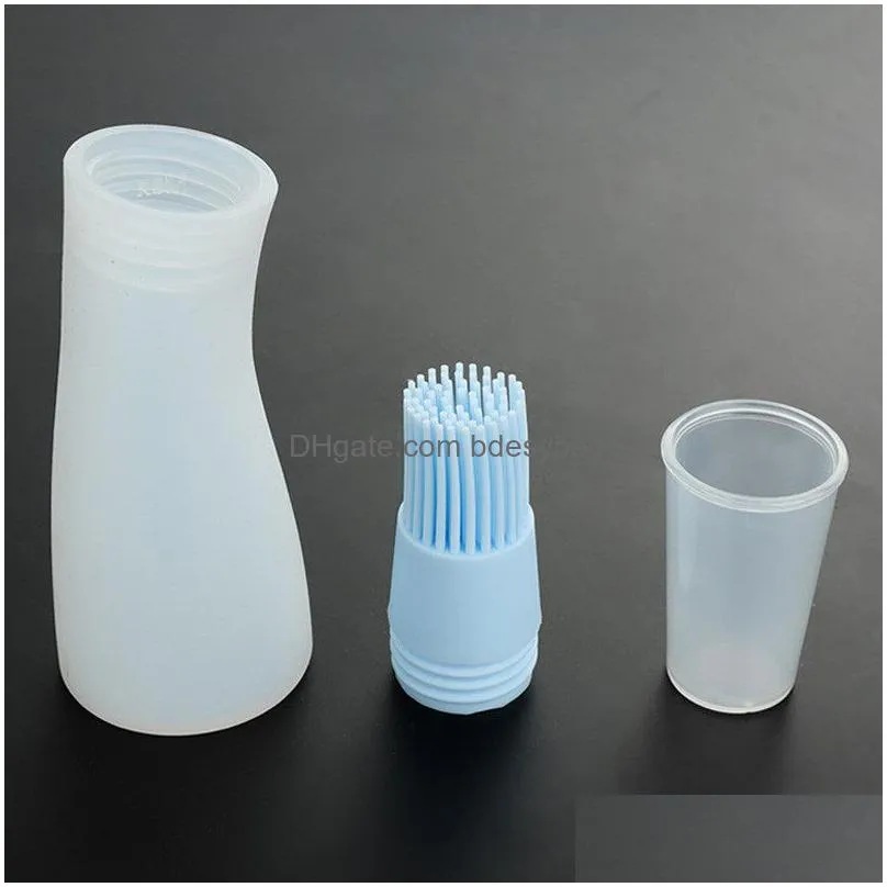 bbq oil bottle food grade silicone oil bottle brush heat resistant silicone bbq cleaning basting oil brush