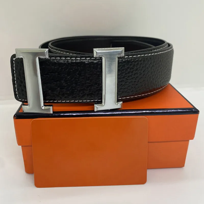 Luxury Designer Belt For Men Genuine Leather Cowhide Width 3.8cm Women Designers Letter Belts Gold Silver Buckle Mens Business Waistband Cintura With Box