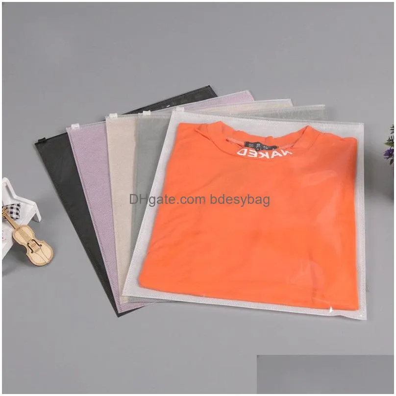 nonwoven plastic clothing bag tshirt pouch reclosable clear plastic clothes packaging bags travel storage costume bags
