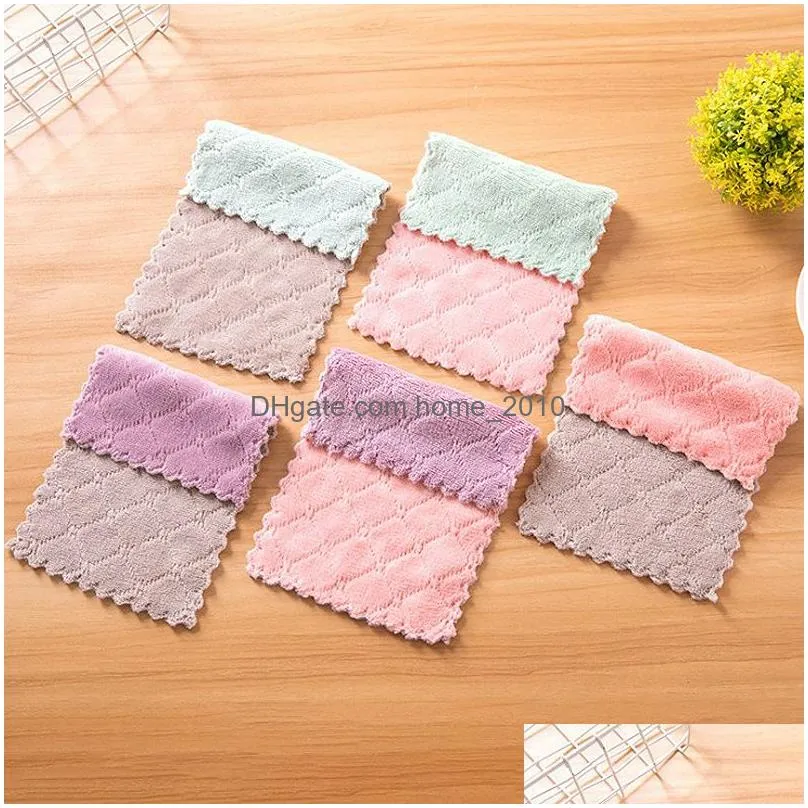 portable double sided scouring pad reusable cleaning dishcloth kitchen cleaning tools wiper dish towels rag kitchen supplies vt1925