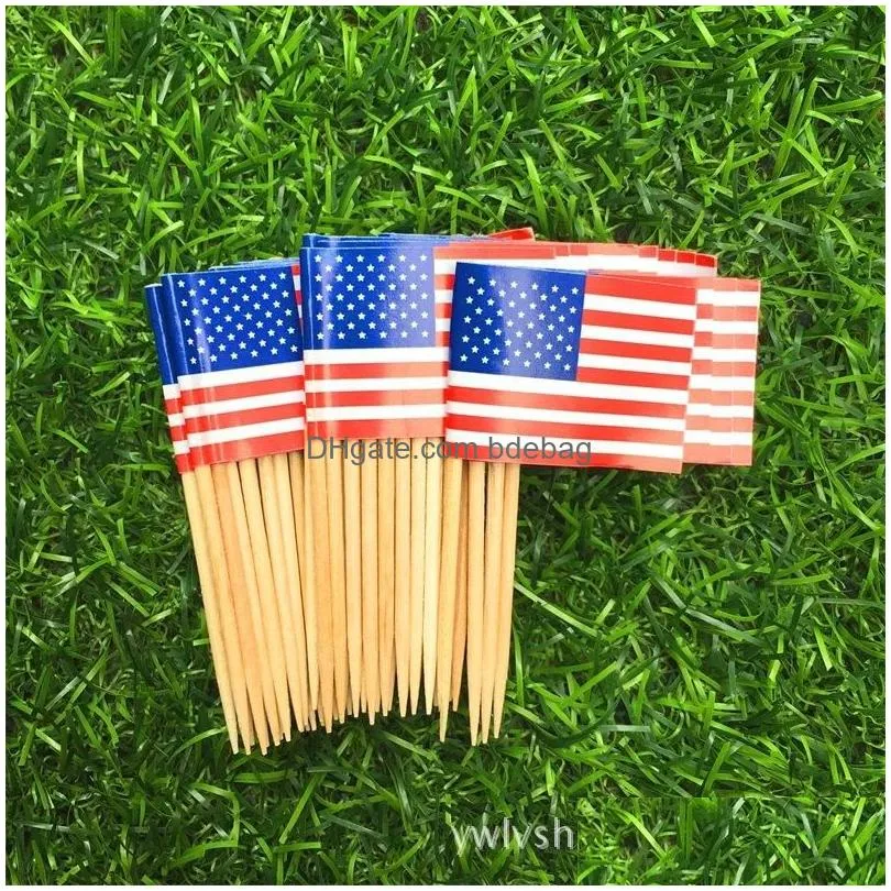 100pcs uk toothpick flag american toothpicks flag cupcake toppers baking cake decor drink beer stick party decoration supplies dh1214