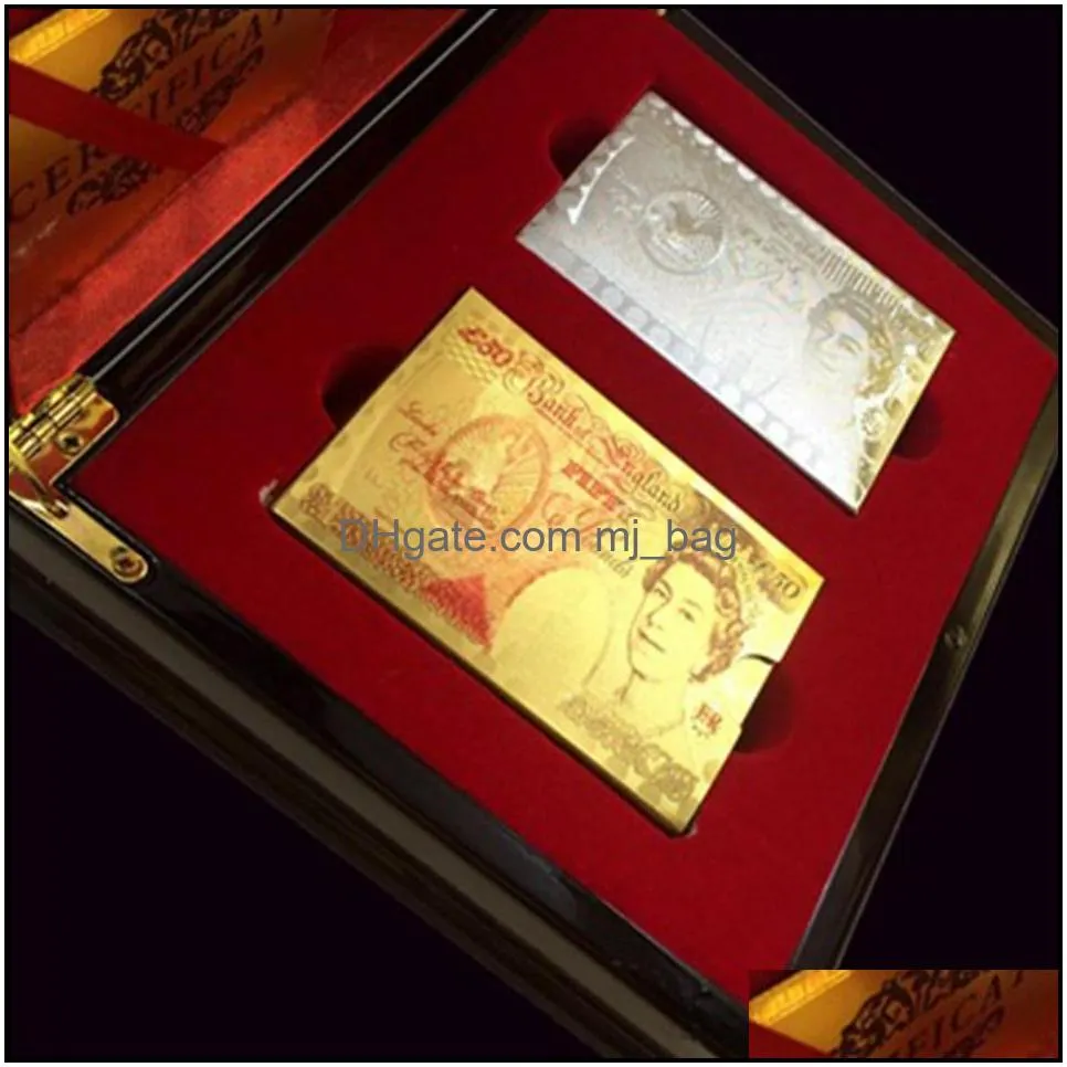 luxury gold foil dollar poker card set collection euro playing cards waterproof pound pokers with red box for gift