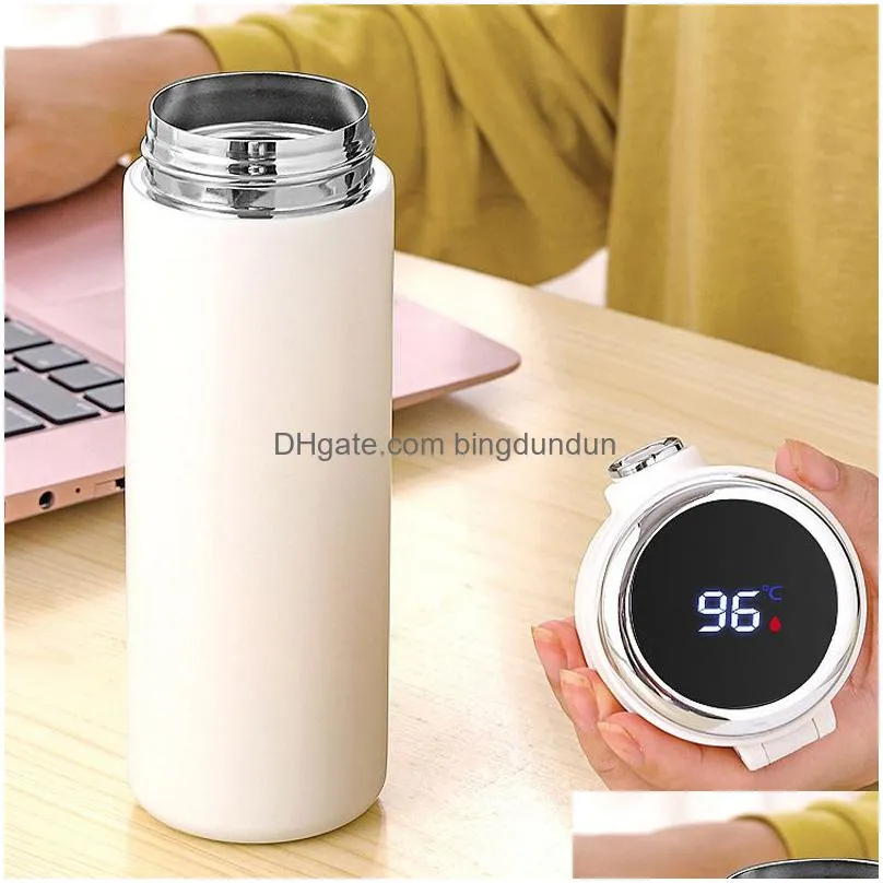 stainless steel thermal cup vacuum flask intelligent temperature measurement bounce cups students portable thermos bottle cups vt1695