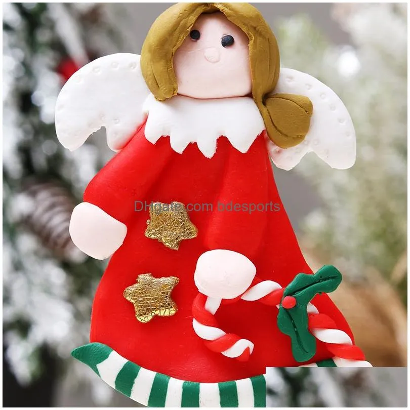 lovely christmas decoration 9cm soft clay christmas tree pendant lovely santa snowman holiday decoration props ornaments vt984
