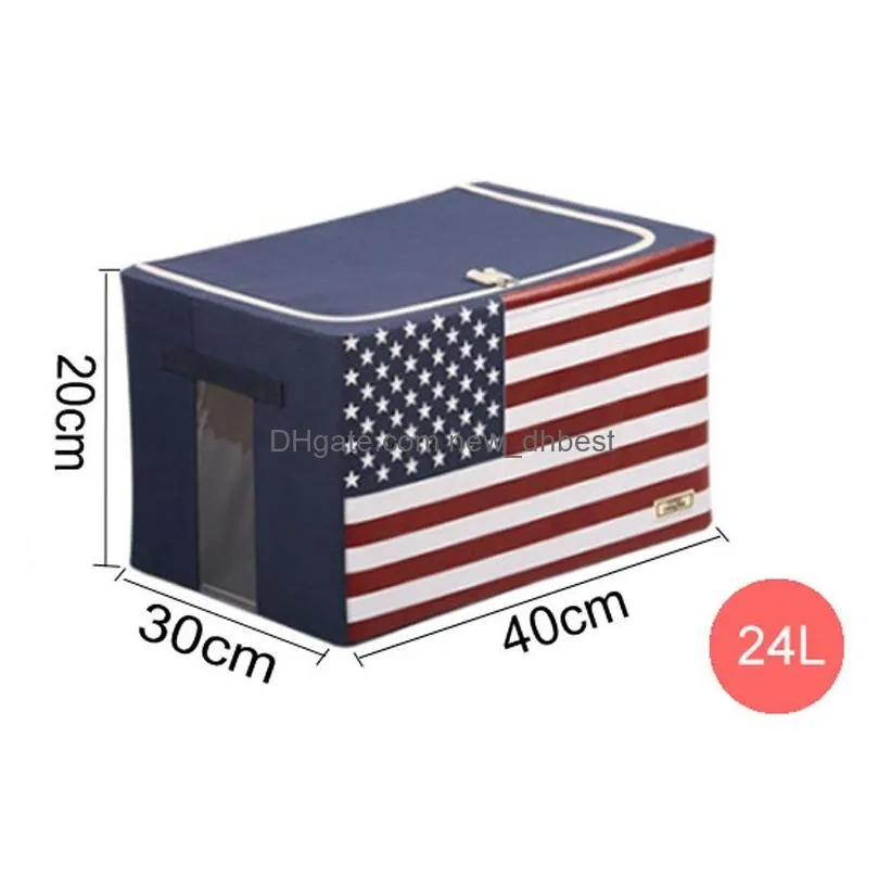 spinning storage box with cover large capacity 56l/66l folding clothes storage baskets oxford wardrobe organizer family retro dh0491