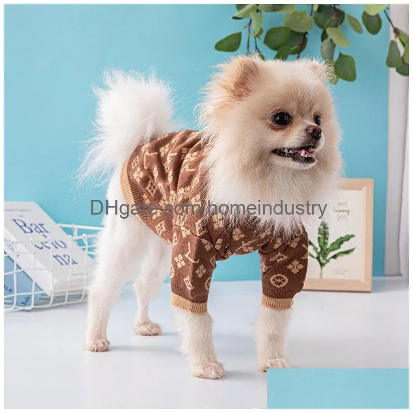 warm dog sweater brands dog apparel with classic jacquard letter pattern designer pet clothes for small medium dogs cat sweaters lightweight pets clothing coat s