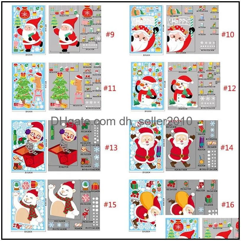 pvc christmas stickers decals window clings sticker party santa claus snowman double sided