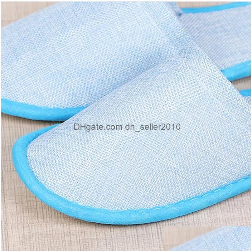 2pcs/lot hotel disposable slippers antislip home adult guest shoes comfortable breathable soft cotton linen onetime slippers dbc