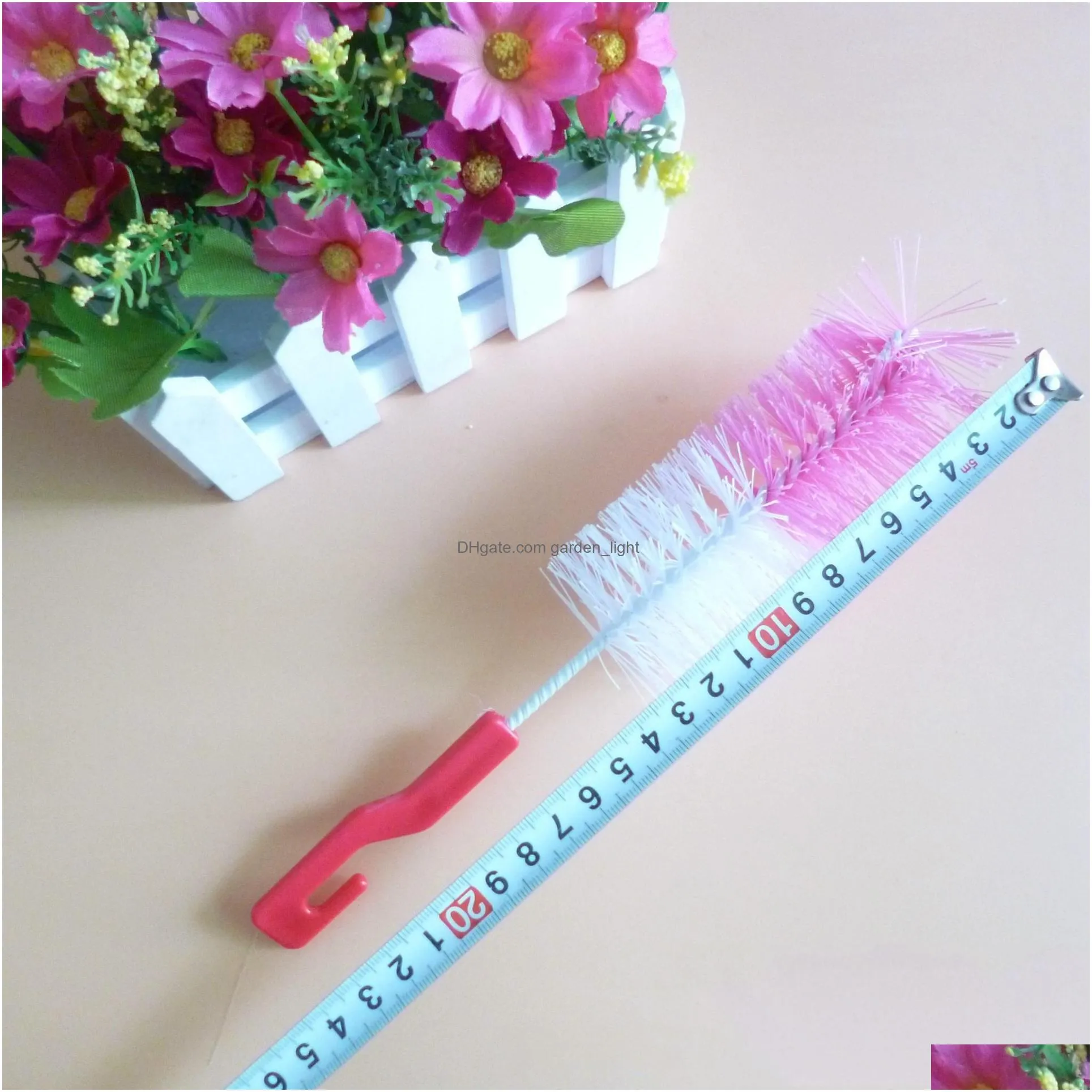 wholesale food grade baby milk bottle cleaning brush with hook mix colors convenient nipple feeding water tee cup brush dh0449