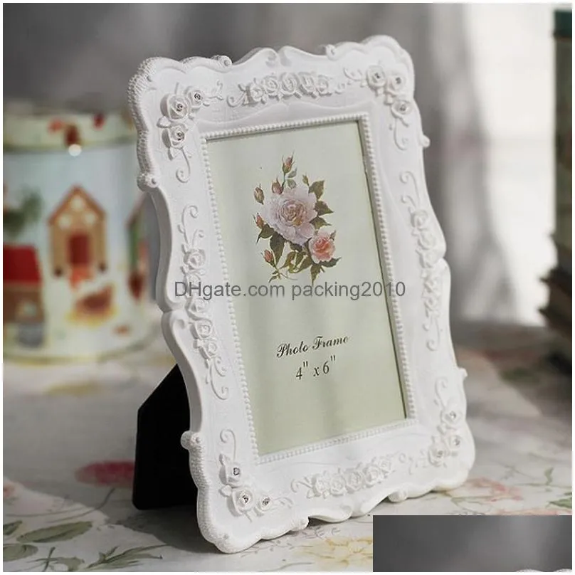 white resin photo frame vintage picture frame painting photo frames rose flower frames living room home decor gift 6 7 8 10inch vt1668