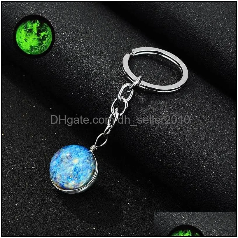 luminous keychain crafts universe glass ball cabochon keychains car bag keyrings creative keyrings jewelry gift