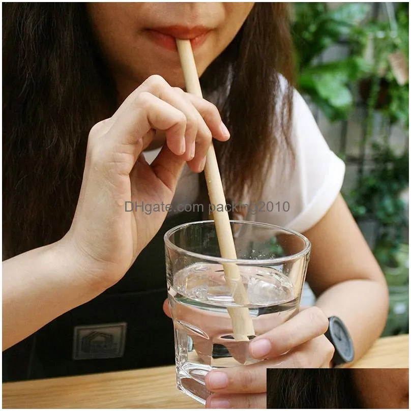 12pcs/set bamboo drinking straws reusable ecofriendly party kitchen add clean brush for drinking tools wholesale bamboo straw set