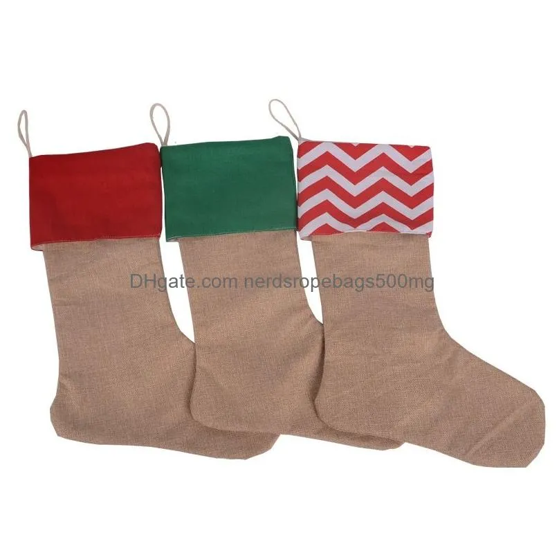 12x18inch christmas stocking gift bags decorations canvas socks stocking christmas tree decoration socks xmas stockings 7styles vt1737