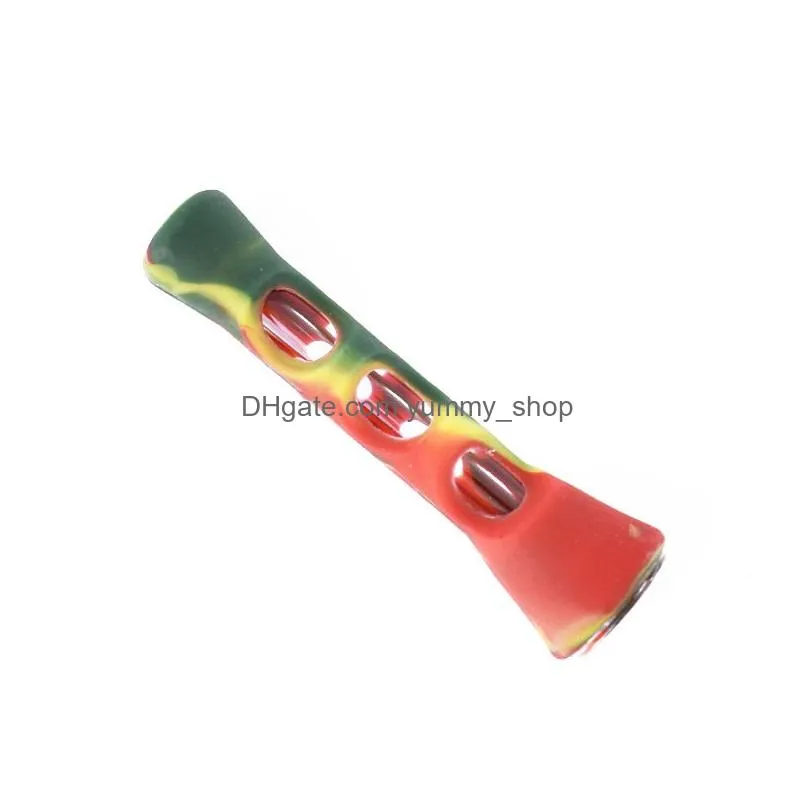 portable hornshape silicone pipes colorful camouflage glass smoking pipes length 3.3 inch home office cigarette accessories vt1721