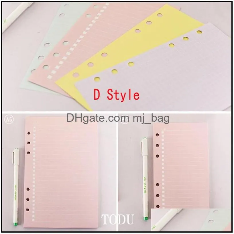 40 sheets notepads paper a5 a6 notebook index divider for daily planner colorful card papers 6 holes school supplies
