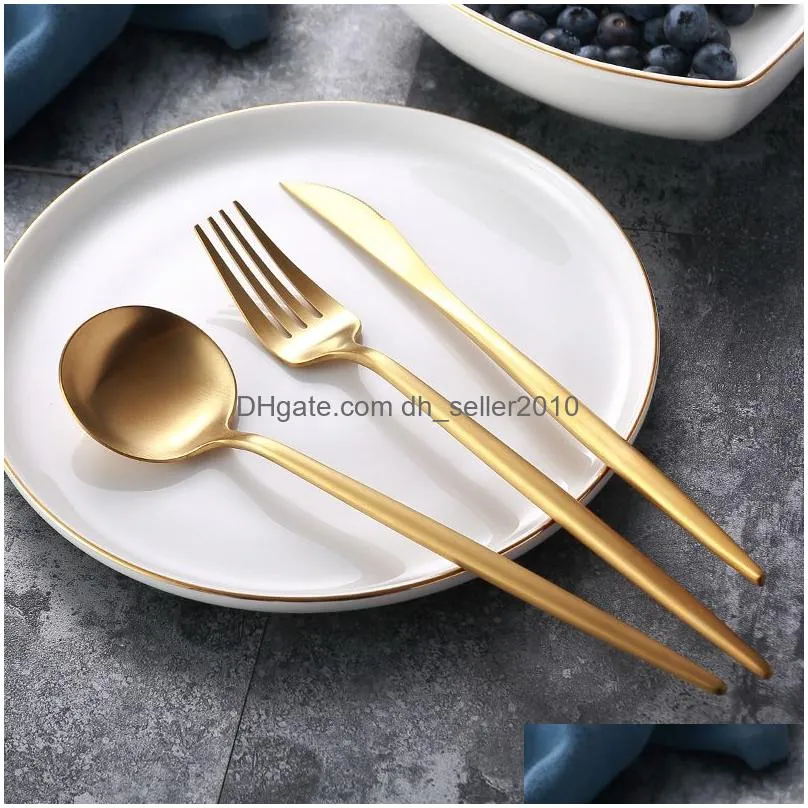 stainless steel tableware gold knife meal spoon fork chopsticks coffee spoon flatware exquisite western dinner dessert cutleries dbc