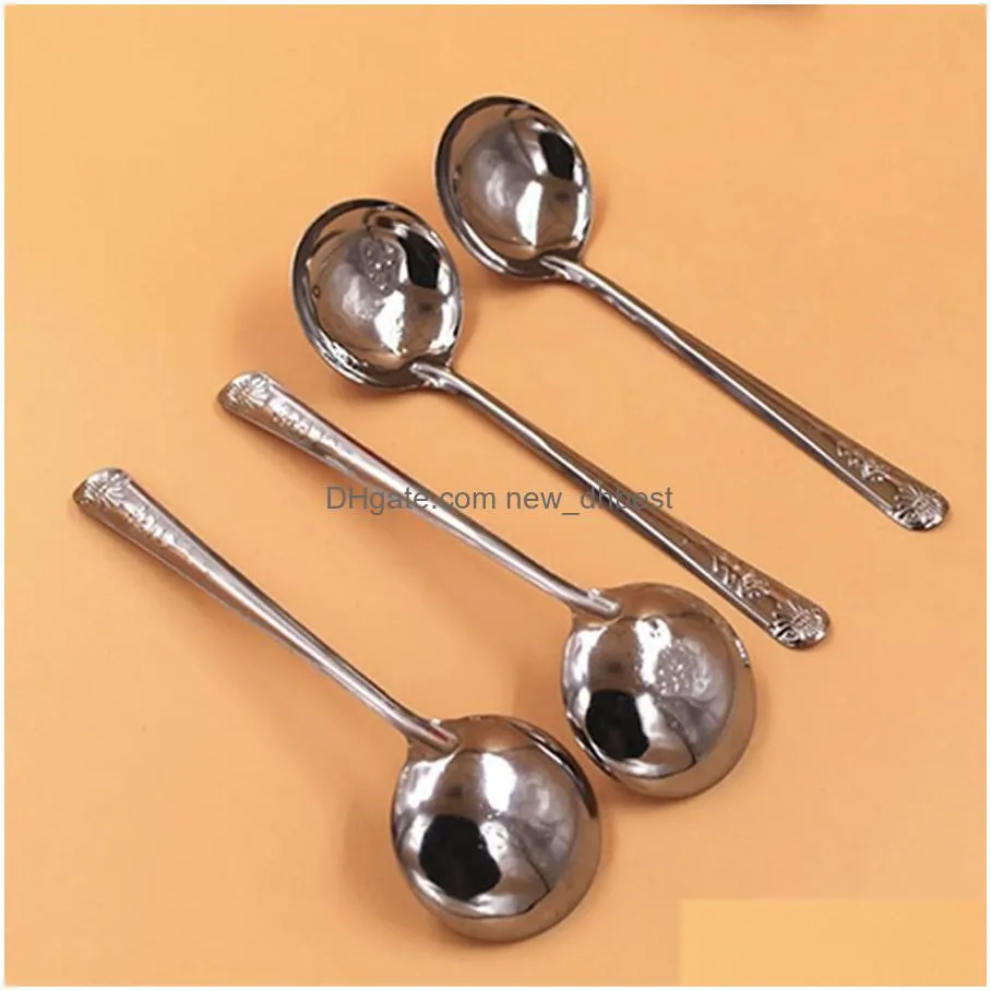 stainless steel spoon ecofriendly simplicity kitchen tableware stainless steel printed handle soup spoon 100pcs/lot dh0793