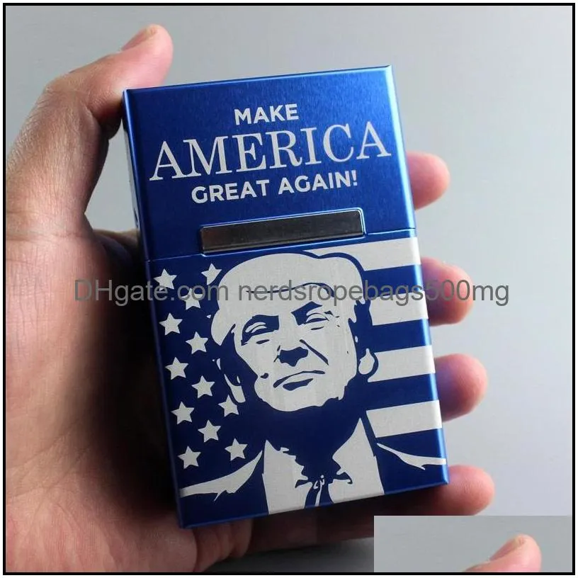 creative cigarette case trump make america great again aluminum alloy clamshell magnet cigaret cover