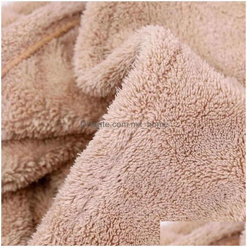 soft coral fleece absorbent towel microfiber woman long hair fast drying towel solid color bath wrap hat quickly dry caps turban