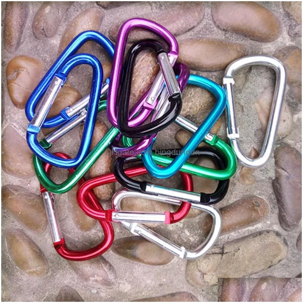 locking type d shaped load weght 20kg carabiner buckle hanging 8 color aluminum alloy perdants hook clips dh0149