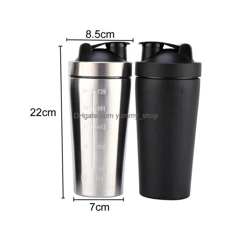 shaker cups 304 stainless steel protein for gym fitness sports4 colors large capacity milkshake large diameter measure cup dh0573