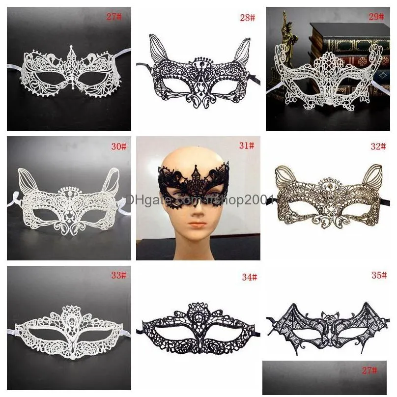 42 styles fashion sexy lady lace mask black cutout eye masks colorful masquerade fancy mask halloween venetian mardi party costume