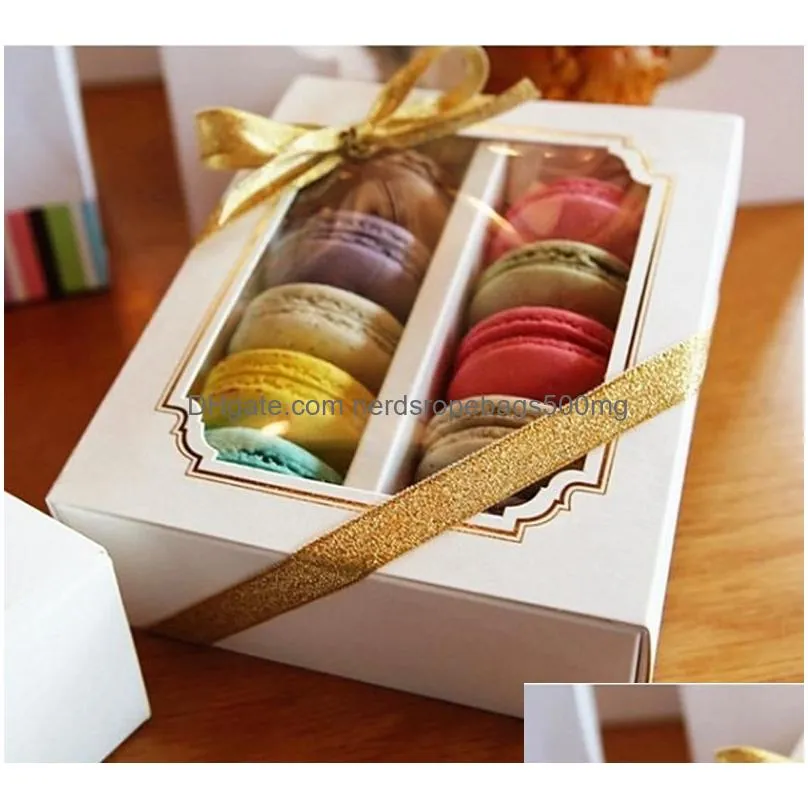 macaron packing boxes wedding party 5/10 pack cake storage biscuit clear window paper box cake decoration baking ornaments vt1889