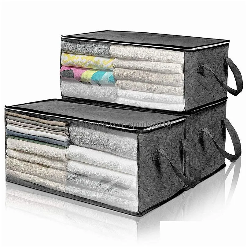 large foldable storage box non woven fabric clothes collecting case zipper moistureproof dustproof quilt storage box vt1782