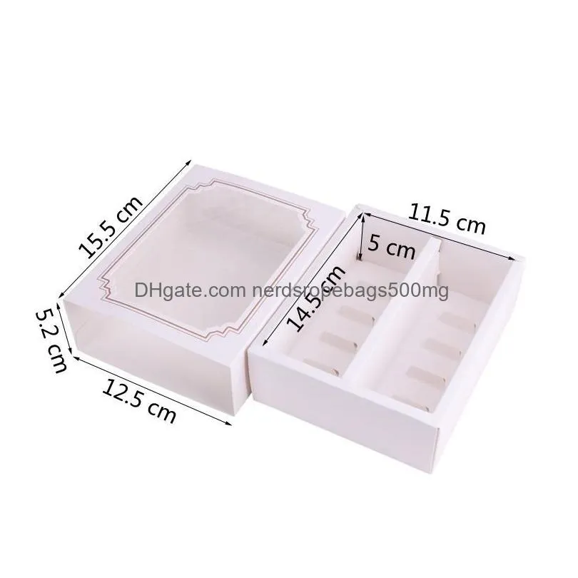 macaron packing boxes wedding party 5/10 pack cake storage biscuit clear window paper box cake decoration baking ornaments vt1889