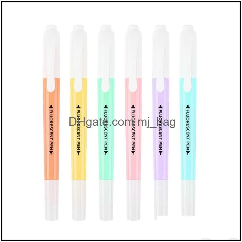 6 colors erasable highlighters pastel markers dual tip fluorescent pen for art drawing doodling marking school office stationery