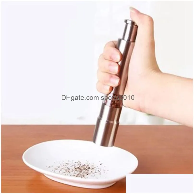 stainless steel pepper thumb push salt pepper grinder portable manual machine spice sauce grinder kitchen tool vtky2249